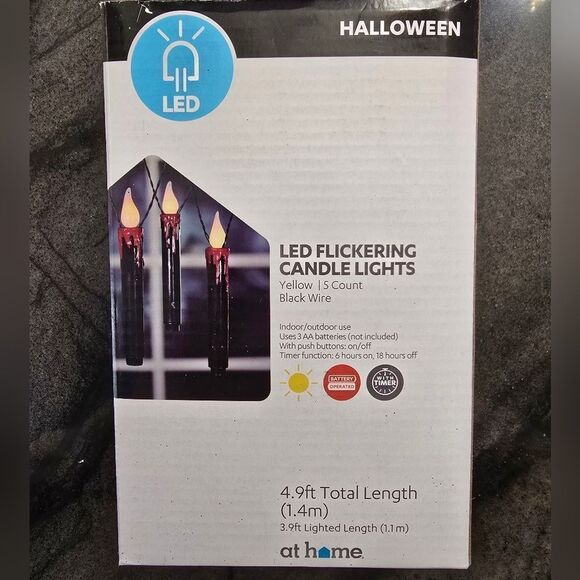 Halloween Battery Operated Flickering LED Dripping Candle String Lights w Timer - Picture 2 of 8